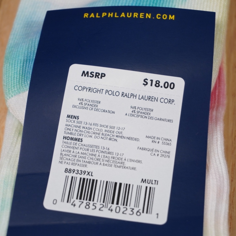 Polo Ralph Lauren 1 Pair Tie-Dye Size XL 13-16 Brand New - Picture 6 of 7
